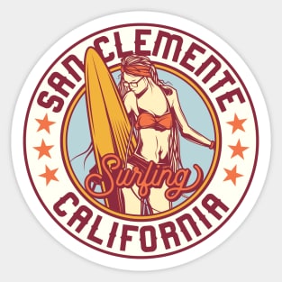 Vintage Surfing Badge for San Clemente, California Sticker